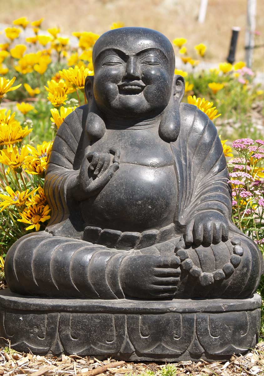 Stone Fat & Happy Garden Budai Buddha Statue 22"